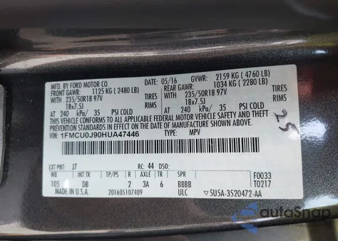 2017 Ford Escape Titanium from USA, damaged, VIN 1FMCU0J90HUA47446